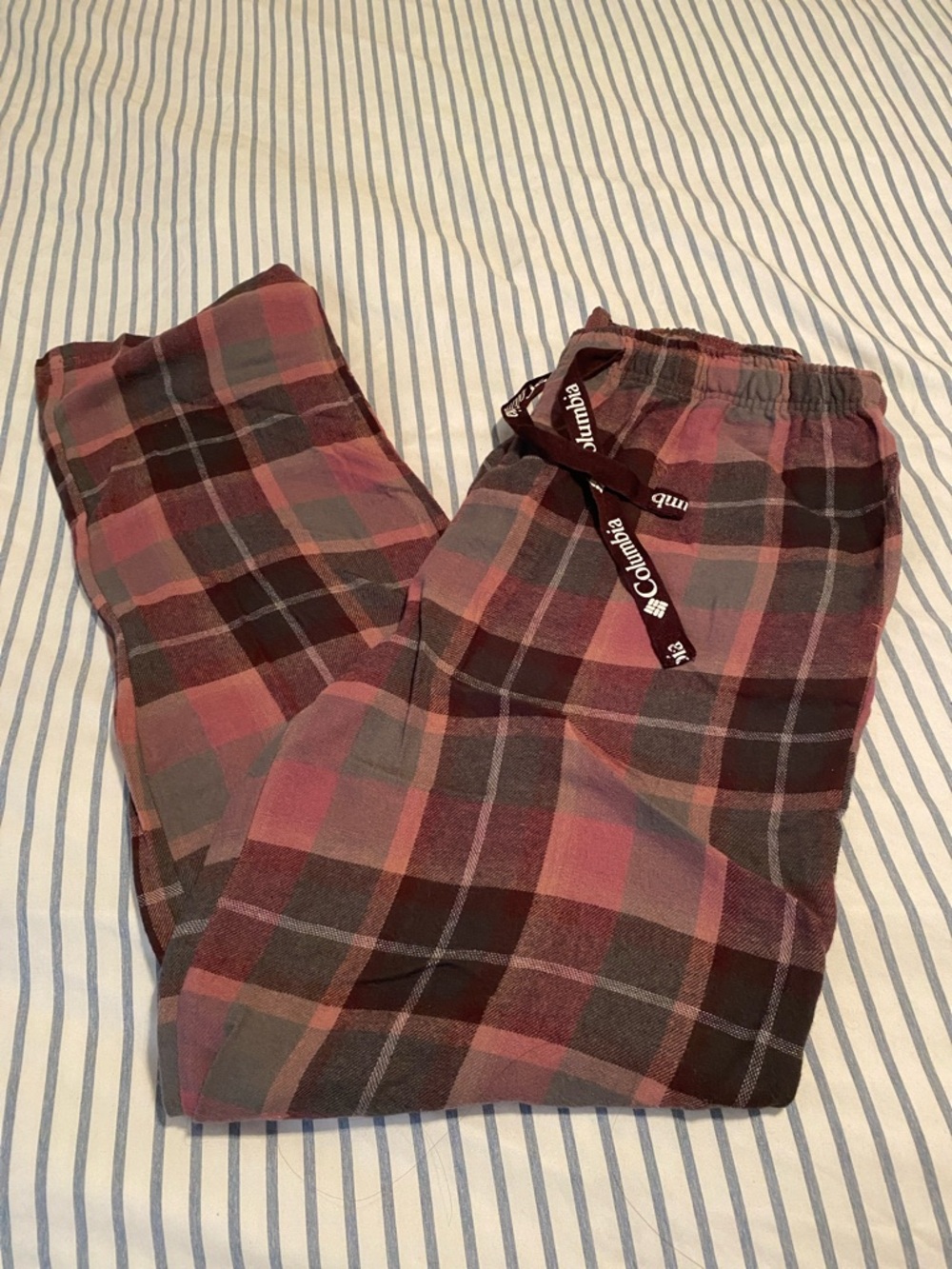 Columbia Pink and Gray Plaid Flannel Pants